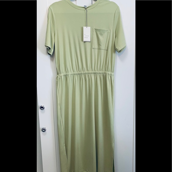 Green Gather Waist Dress Sz Large NEW! - Picture 1 of 5